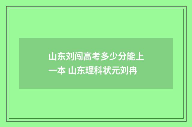 山东刘闯高考多少分能上一本 山东理科状元刘冉