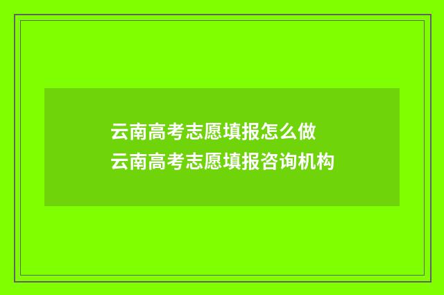 云南高考志愿填报怎么做 云南高考志愿填报咨询机构