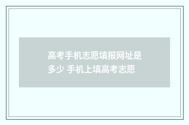 高考手机志愿填报网址是多少 手机上填高考志愿