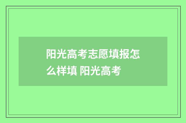 阳光高考志愿填报怎么样填 阳光高考