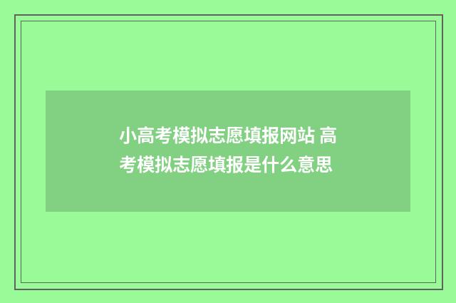 小高考模拟志愿填报网站 高考模拟志愿填报是什么意思