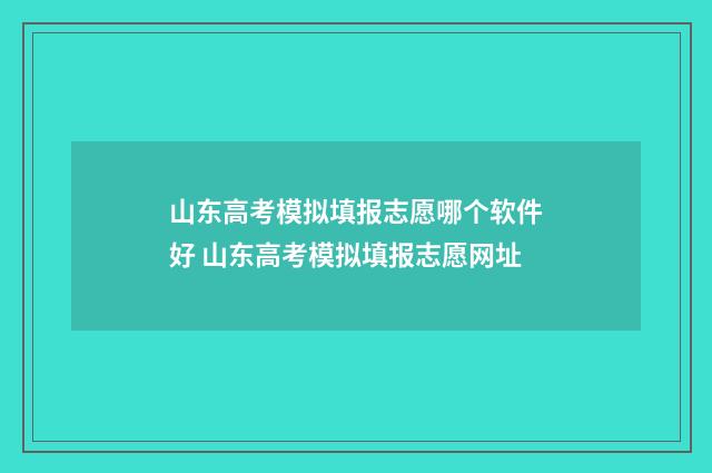 山东高考模拟填报志愿哪个软件好 山东高考模拟填报志愿网址