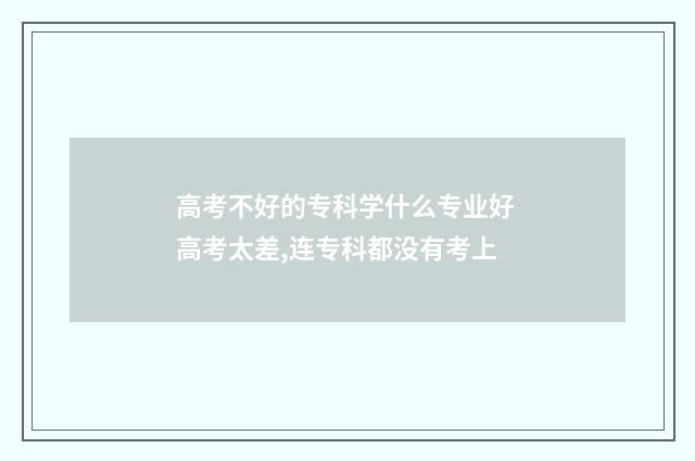 高考不好的专科学什么专业好 高考太差,连专科都没有考上