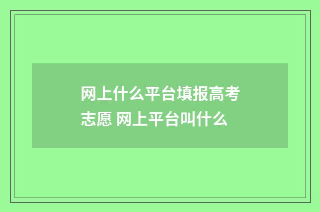 网上什么平台填报高考志愿 网上平台叫什么