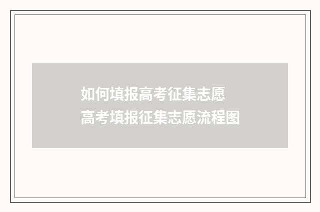 如何填报高考征集志愿 高考填报征集志愿流程图