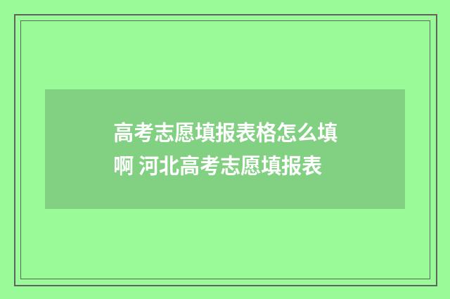 高考志愿填报表格怎么填啊 河北高考志愿填报表