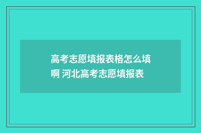 高考志愿填报表格怎么填啊 河北高考志愿填报表