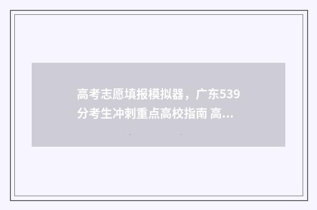 高考志愿填报模拟器，广东539分考生冲刺重点高校指南 高考志愿填报模拟