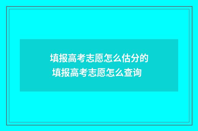 填报高考志愿怎么估分的 填报高考志愿怎么查询