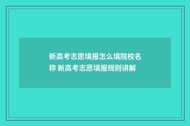 新高考志愿填报怎么填院校名称 新高考志愿填报规则讲解