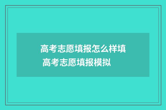 高考志愿填报怎么样填 高考志愿填报模拟