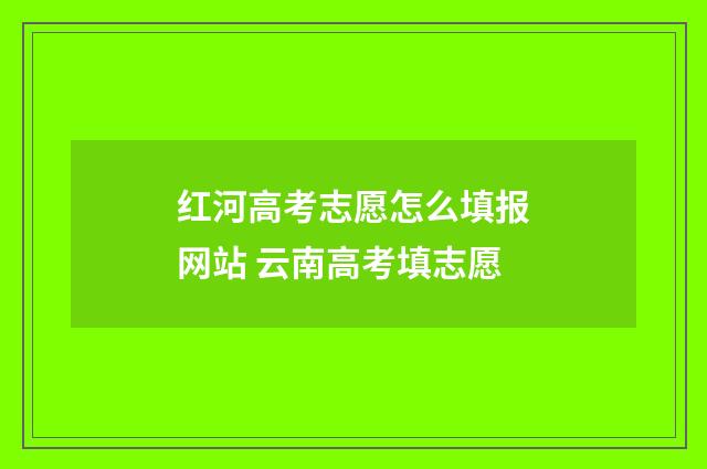 红河高考志愿怎么填报网站 云南高考填志愿
