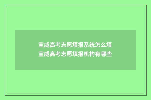 宣威高考志愿填报系统怎么填 宣威高考志愿填报机构有哪些
