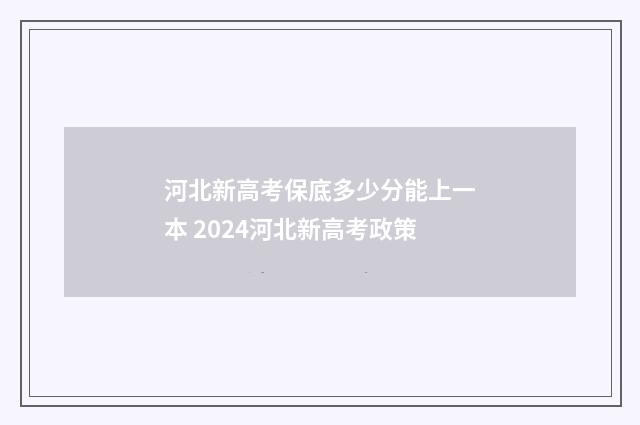 河北新高考保底多少分能上一本 2024河北新高考政策