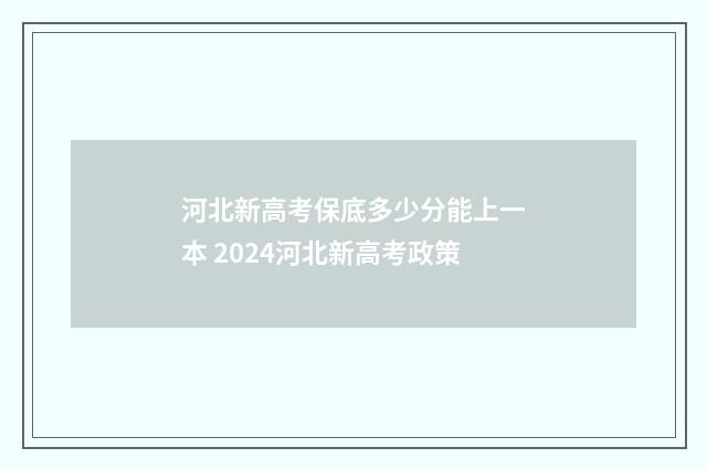 河北新高考保底多少分能上一本 2024河北新高考政策