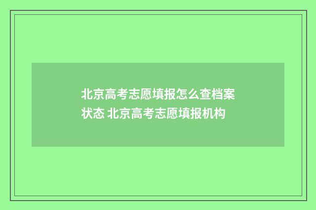 北京高考志愿填报怎么查档案状态 北京高考志愿填报机构