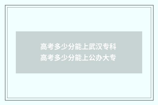 高考多少分能上武汉专科 高考多少分能上公办大专