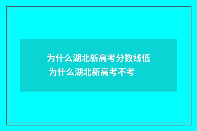为什么湖北新高考分数线低 为什么湖北新高考不考