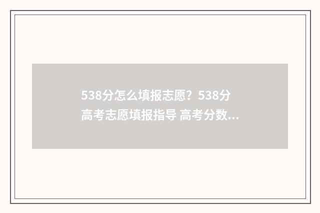 538分怎么填报志愿？538分高考志愿填报指导 高考分数538能上什么学校