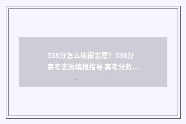 538分怎么填报志愿？538分高考志愿填报指导 高考分数538能上什么学校