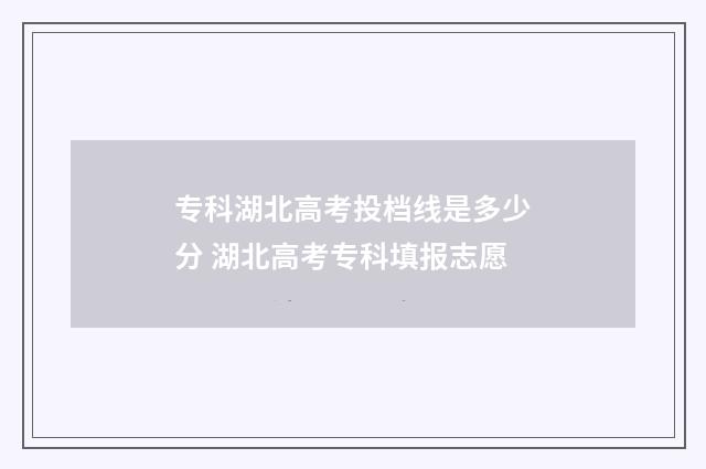 专科湖北高考投档线是多少分 湖北高考专科填报志愿