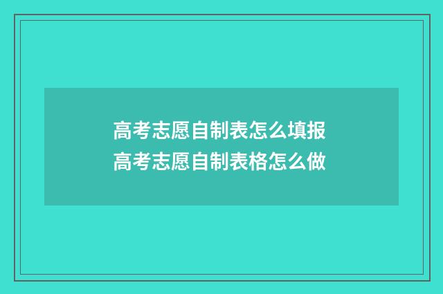 高考志愿自制表怎么填报 高考志愿自制表格怎么做