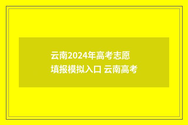 云南2024年高考志愿填报模拟入口 云南高考