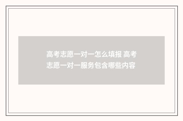 高考志愿一对一怎么填报 高考志愿一对一服务包含哪些内容