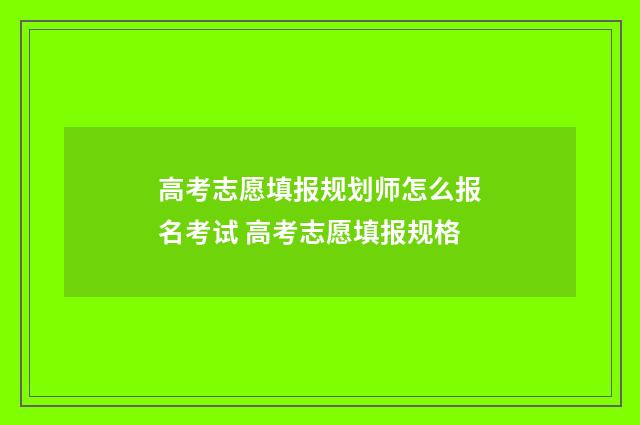 高考志愿填报规划师怎么报名考试 高考志愿填报规格