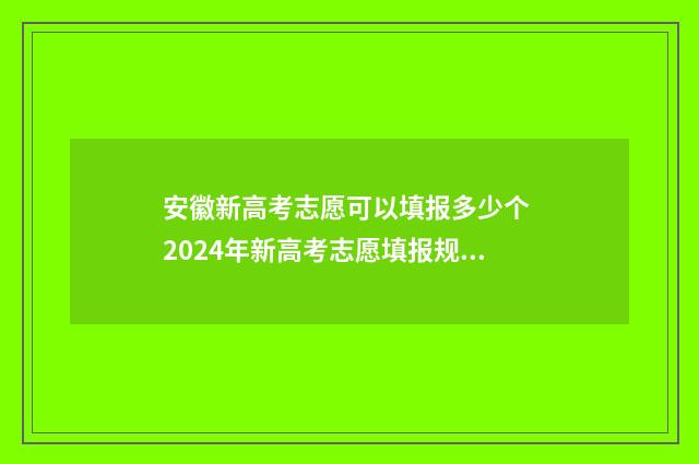 安徽新高考志愿可以填报多少个 2024年新高考志愿填报规则