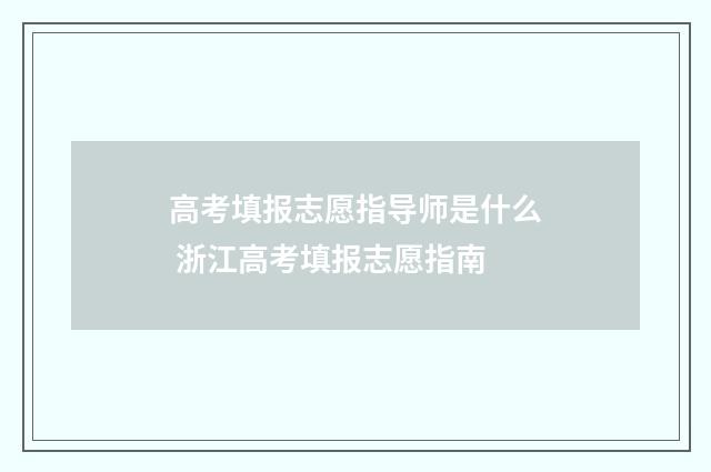 高考填报志愿指导师是什么 浙江高考填报志愿指南