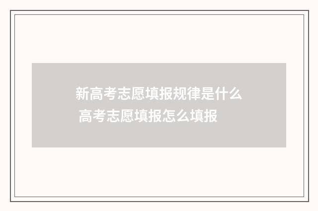 新高考志愿填报规律是什么 高考志愿填报怎么填报