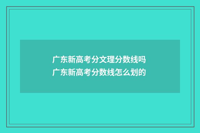 广东新高考分文理分数线吗 广东新高考分数线怎么划的