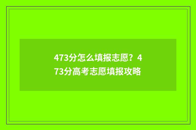 473分怎么填报志愿？473分高考志愿填报攻略