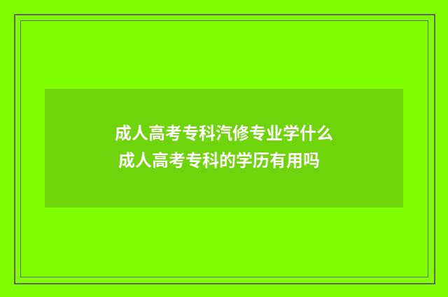 成人高考专科汽修专业学什么 成人高考专科的学历有用吗