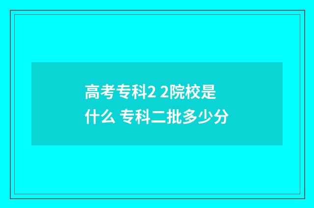 高考专科2 2院校是什么 专科二批多少分