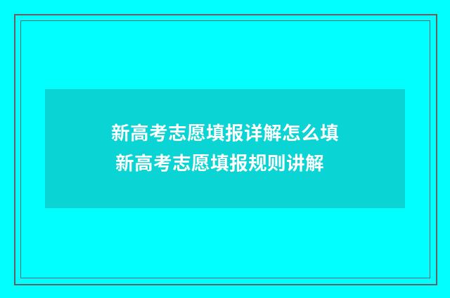 新高考志愿填报详解怎么填 新高考志愿填报规则讲解