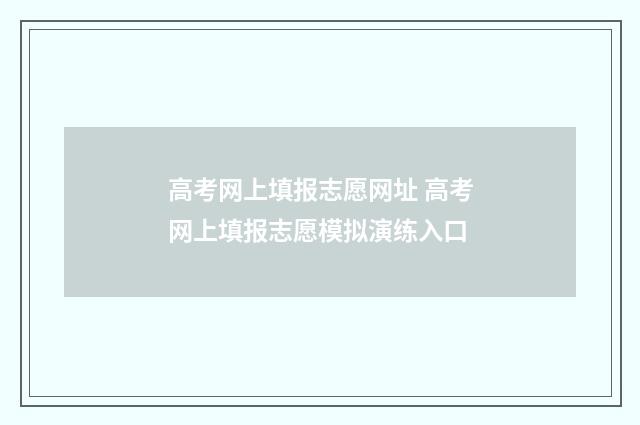 高考网上填报志愿网址 高考网上填报志愿模拟演练入口