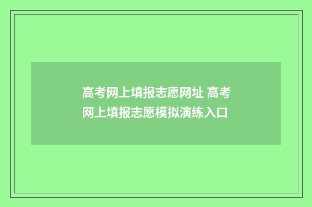 高考网上填报志愿网址 高考网上填报志愿模拟演练入口