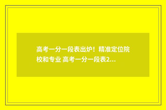 高考一分一段表出炉！精准定位院校和专业 高考一分一段表2024完整版