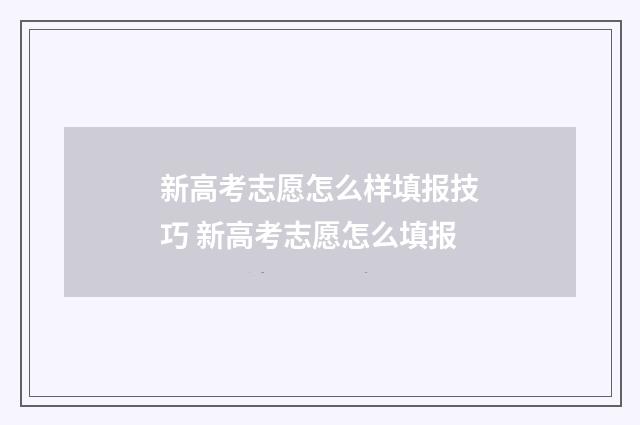 新高考志愿怎么样填报技巧 新高考志愿怎么填报