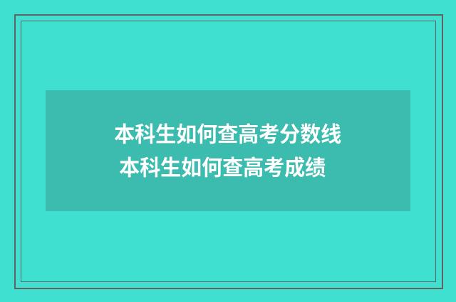 本科生如何查高考分数线 本科生如何查高考成绩