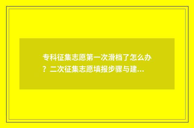 专科征集志愿第一次滑档了怎么办？二次征集志愿填报步骤与建议 专科征集志愿第二批