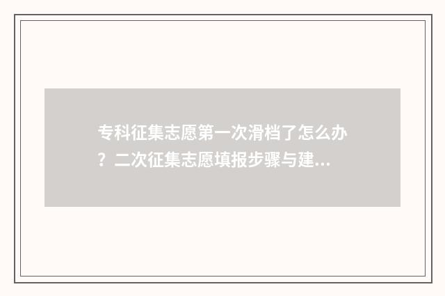 专科征集志愿第一次滑档了怎么办？二次征集志愿填报步骤与建议 专科征集志愿第二批
