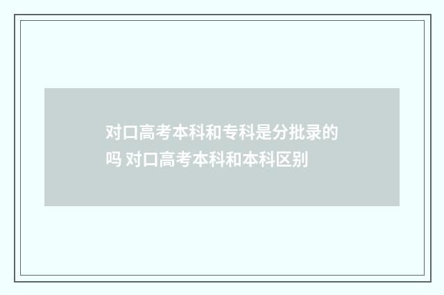 对口高考本科和专科是分批录的吗 对口高考本科和本科区别