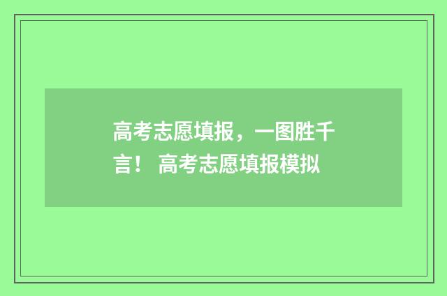 高考志愿填报，一图胜千言！ 高考志愿填报模拟