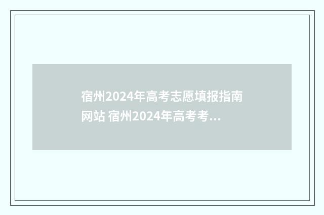 宿州2024年高考志愿填报指南网站 宿州2024年高考考点
