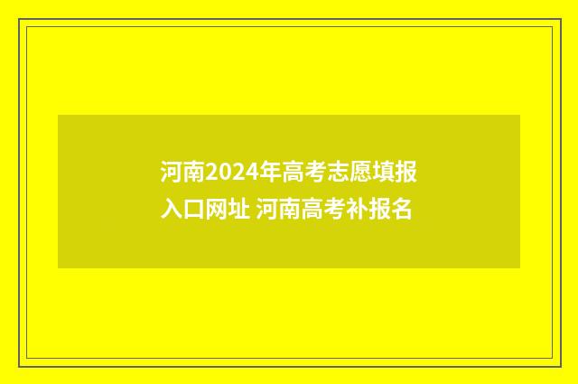河南2024年高考志愿填报入口网址 河南高考补报名