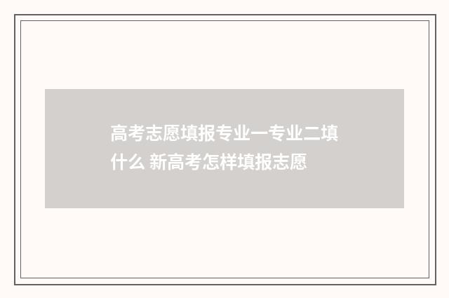 高考志愿填报专业一专业二填什么 新高考怎样填报志愿