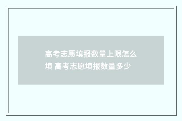 高考志愿填报数量上限怎么填 高考志愿填报数量多少